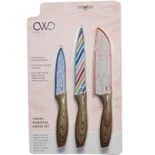 Wholesale - 3pc 3.5"+5"+5" PRINTED KNIVES SET WITH SHEATH C/P 48, UPC: 192598835628
